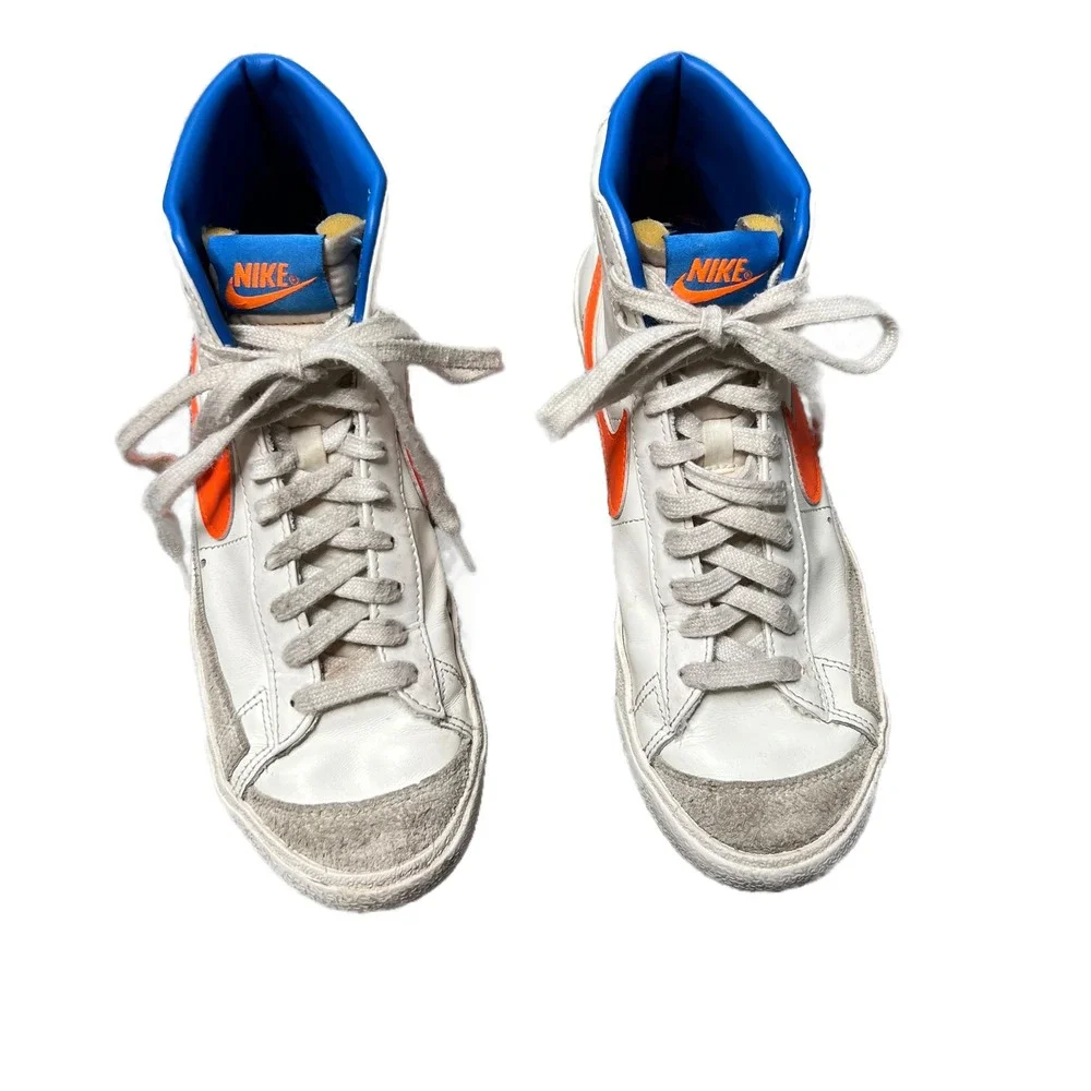 Nike Blazer Mid 77 Vintage Sail White Orange Leather High Top Sneakers Women 8.5
